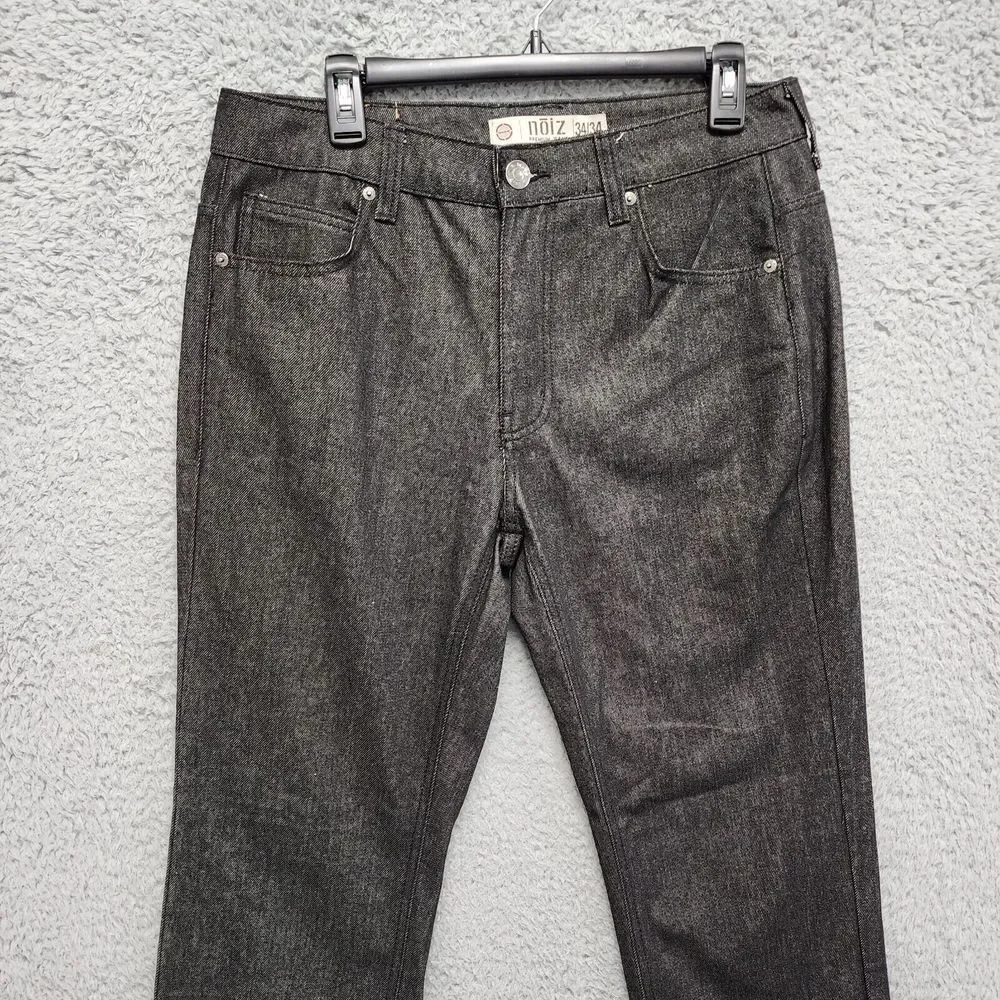 Noiz Jeans Men 34x34 (Fits as 30x33) Black Straight Leg 5 Pocket Denim Pants‎